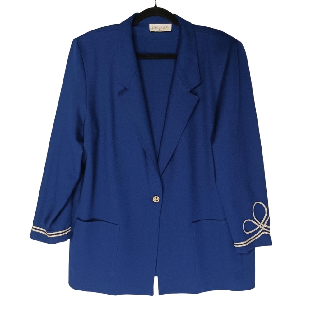 VTG DK GOLD BY DONNKENNEY Nautical Blue Blazer Jacket X-Large
